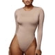 thumbnail image 1 of Body De Mujer Color Puro Manga Larga Cuello Redondo Calzoncillos De Cintura Alta Body Delgado De Algodón para La Vida Diaria S Albaricoque, 1 of 7