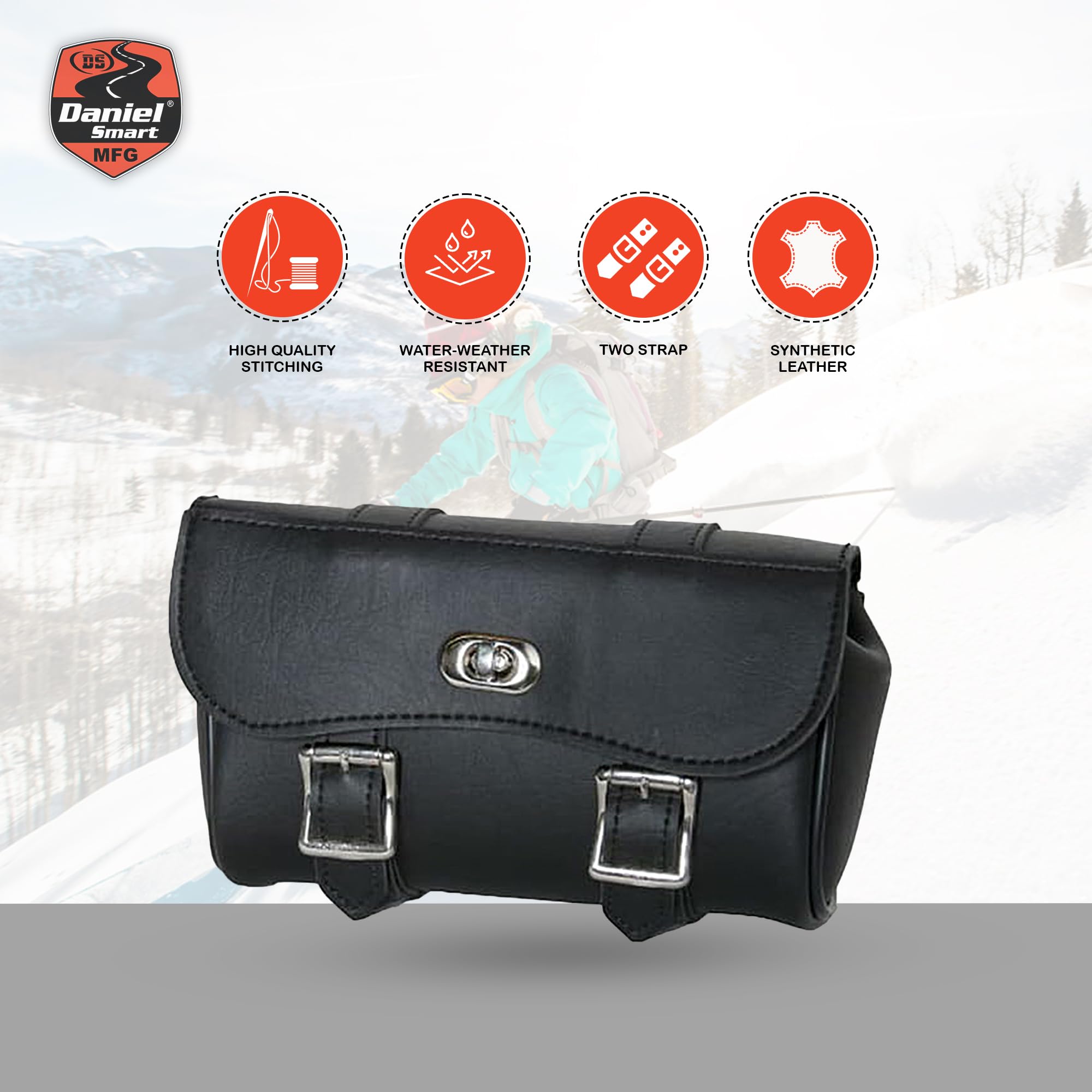 Daniel Smart Two Strap Tool Bag with Classic Design -Waterproof and Durable Premium Synthetic Leather with Stunning Twist and Pin Buckle Lock
