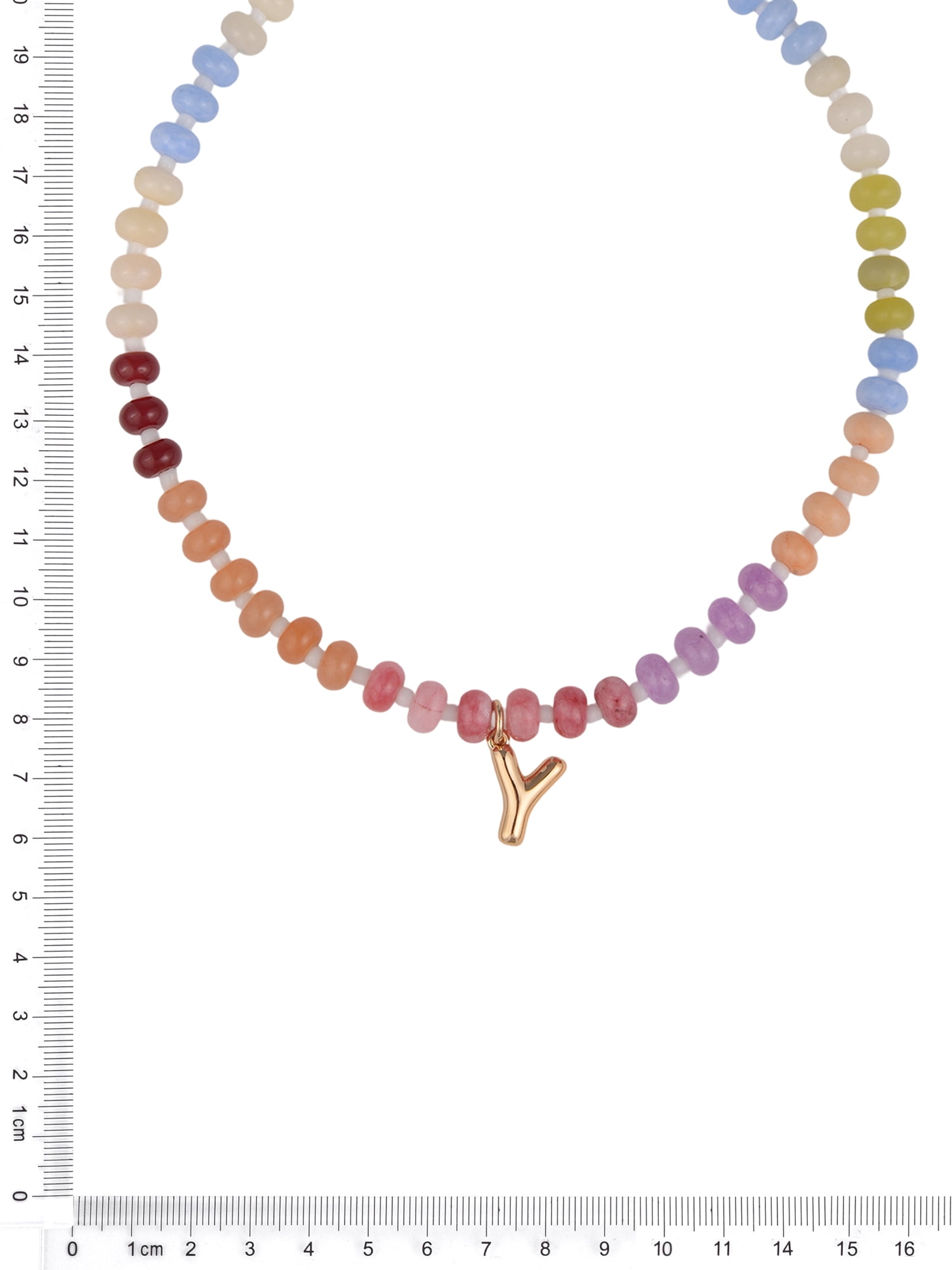 Time and Tru Goldtone Multicolored Bead Initial "Y" Necklace