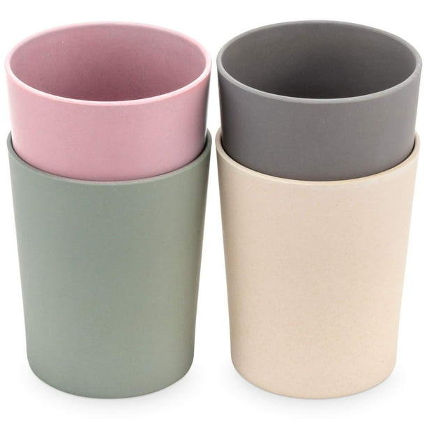 WeeSprout Vasos de bambú para niños pequeños, juego de 4 piezas (10 fl oz), paquete de vasos orgánicos y no plásticos para niños pequeños, niños grandes o bebés, naturales