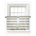 thumbnail image 2 of Beige Stripes Sheer Kitchen Tier Curtains 36 Inch length, Rod Pocket Half Curtains Short Drapes, Simple Beige White Texture Light Filtering Chiffon Small Window Treatments 2 Panels 27.5"W x 36"L, 2 of 7