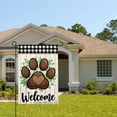 thumbnail image 2 of Joocar Spring Garden Flag Paw Print With Flowers And Welcome Text Linen Summer Garden Flags for Outside 12x18 inch, 2 of 5