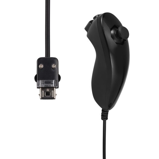 Left Hand Chicken Leg Shap Remote Handle Curved Handle for Wii WIIU Nunchuk Gamepad Controller(Black)
