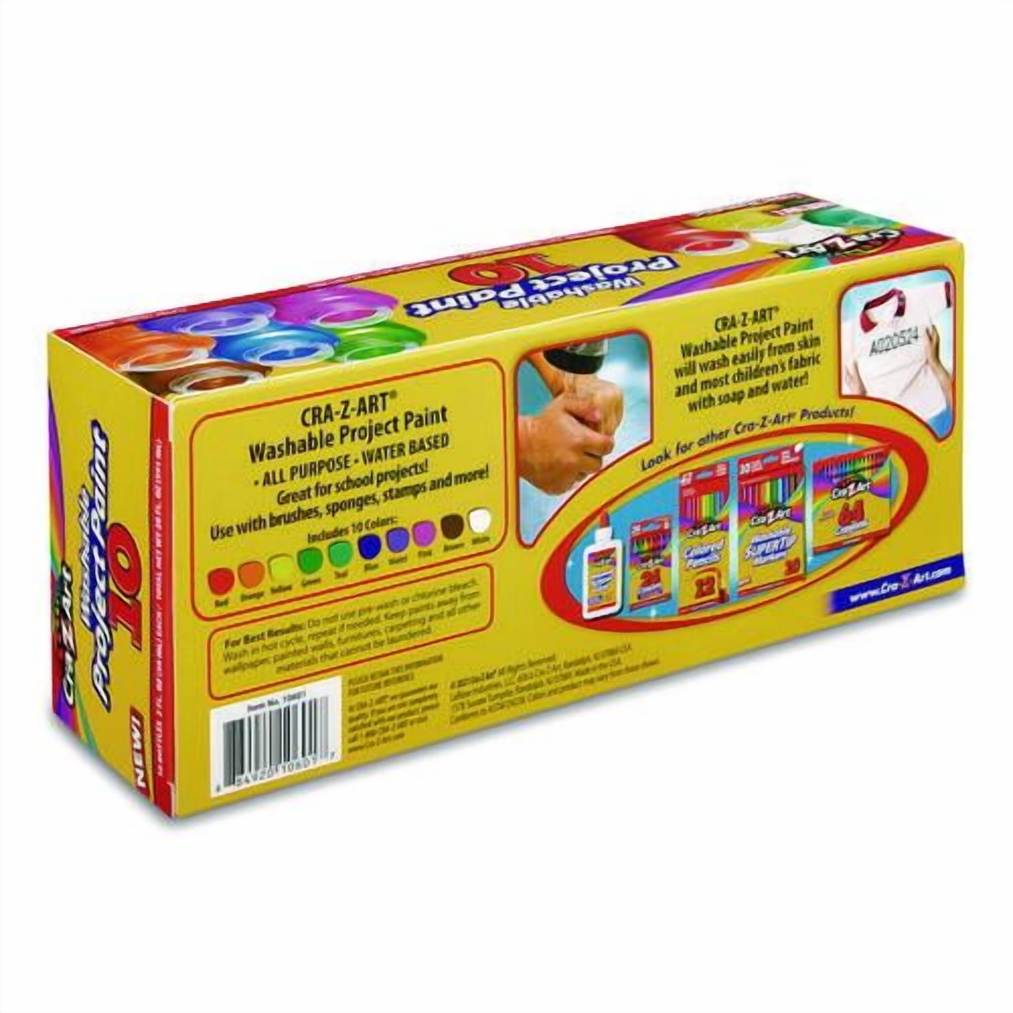Washable Project Paints, 10 Assorted Colors, 2 oz Bottles, 10/Pack | Bundle of 2