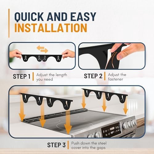 Stainless Steel Stove Gap Covers (2 Pack) Adjustable Length 13.8" to 27.5" Stove Gap Covers Stainless Steel, Steel Adjustable Stove Gap Covers, Counter, Oven & Stove Gap Filler