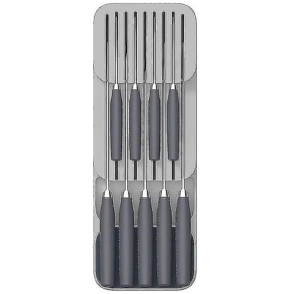 Drawer Knife Rack, Kitchen Knife Storage - Plastic, Gray