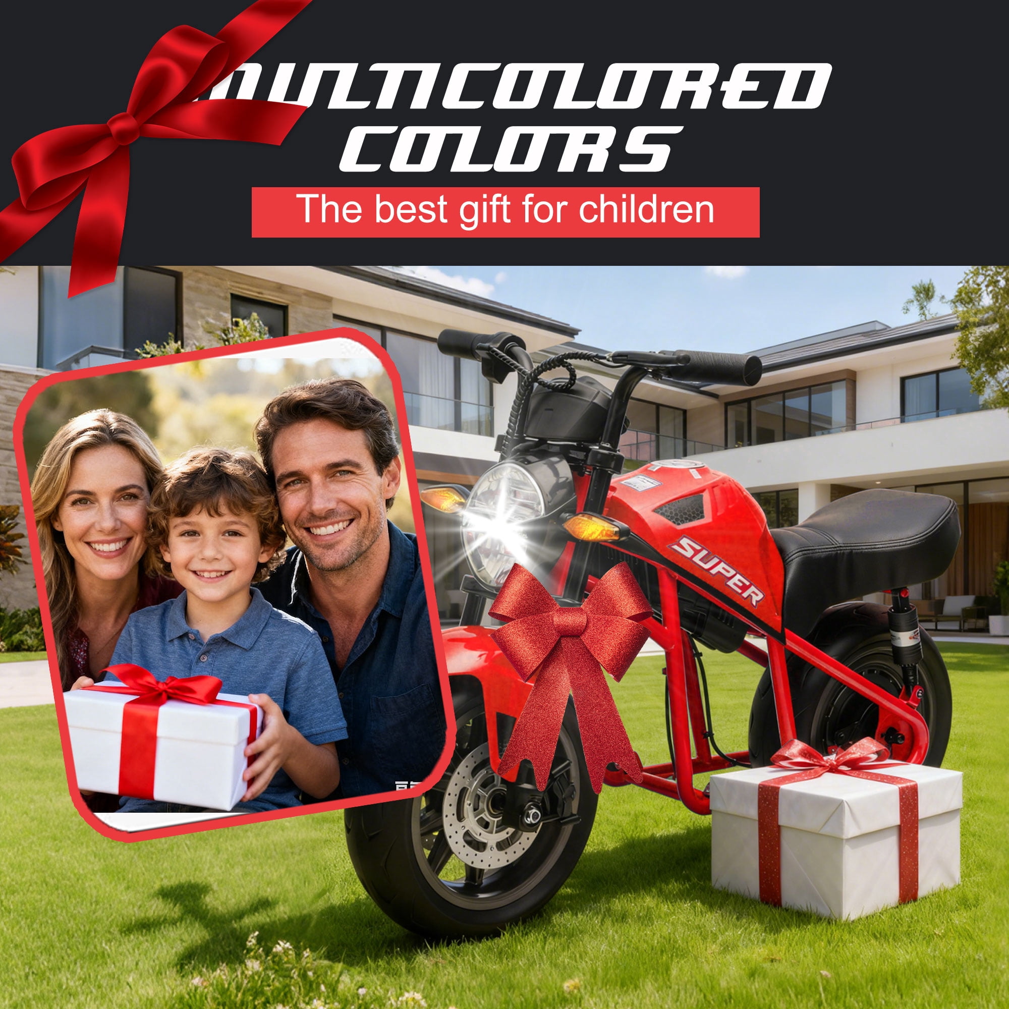 24V 9AH Electric Dirt Bike, 12 MPH & 110lb Max, 350W Ride On Toy for Big Kids w/14in EVA Wheels & Metal Frame, Twist Grip Throttle, Dual Suspension, Music, Light, Kids Motorcycle for Kids 6+, Red