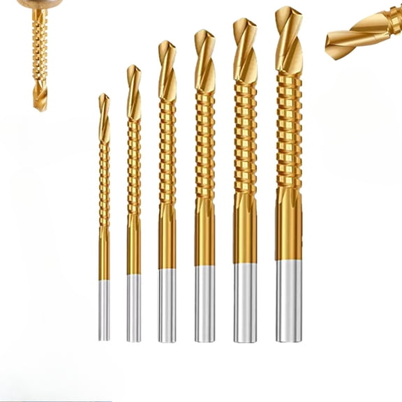 Twist Drill Bit Set 6 PCS Twist Drill Bit Set, High-Speed Steel Serrated Drill Bits for Metal, Wood, Plastic & Masonry, DIY Users, Home Repairs