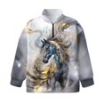 thumbnail image 4 of Chaqlin Art Marble Horse Print Quarter Zip Up Sweatshirts for Girls Teens Half Zipper Pullover Sweatshirts Soft Lightweight Comfy Casual Fall Winter Size 9-10, 4 of 7