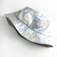 thumbnail image 5 of Women Men Faux Leather Harajuku Hip Hop Bucket Cap Glitter Metallic Holographic Reflective Reversible Wide Brim Fisherman Hat, 5 of 9