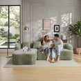 thumbnail image 6 of 104.7" Cloud Sectional Sofa, L-Shaped Chenille Fabric Modular Couch with Deep Memory Foam Seat, No Assembly Modern Curved Couch for Living Room, Green, 6 of 7