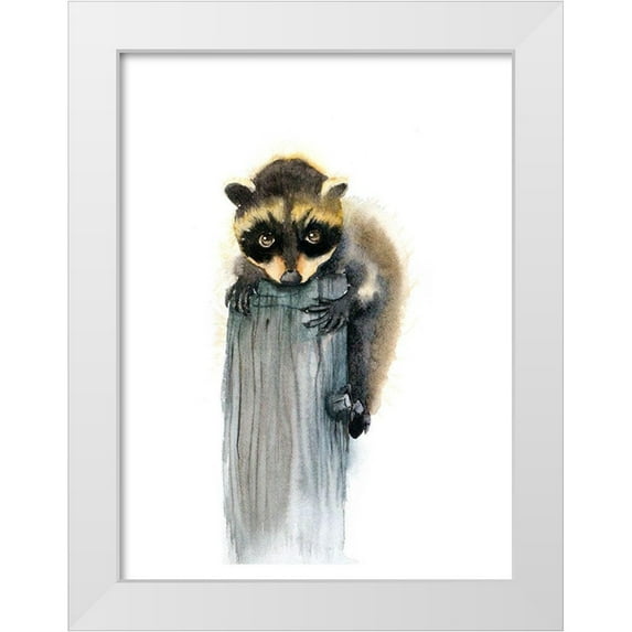 Shefranov, Olga 25x32 White Modern Wood Framed Museum Art Print Titled - Baby Raccoon