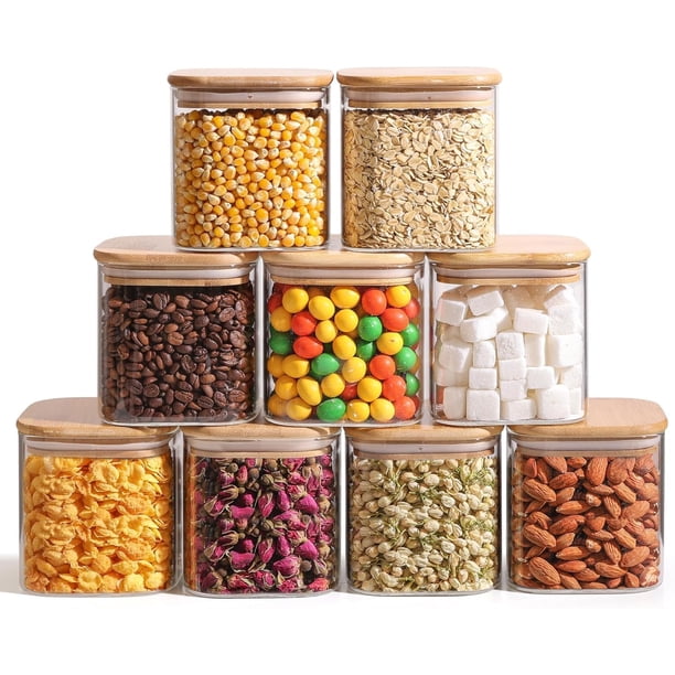 Conjunto de frascos de vidrio para almacenamiento de alimentos con tapa hermética ComSaf 0.7 Qt, juego de 9