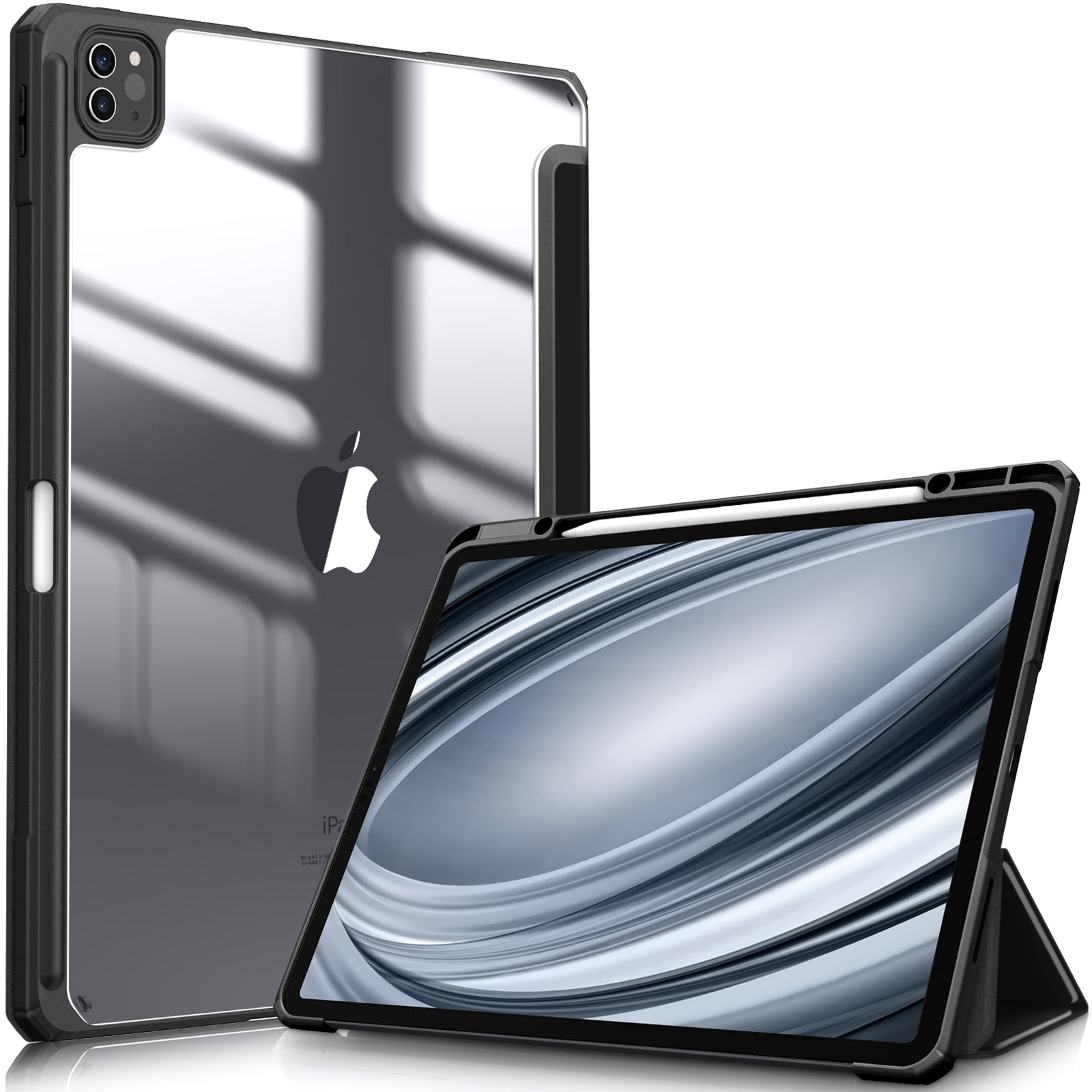 Fintie Slim Hybrid Case for iPad Pro 12.9-inch 6th Generation 2022 - Shockproof Cover with Clear Transparent Back Shell w/Pencil Holder, Also Fit iPad Pro 12.9" 5th/4th/3rd Gen