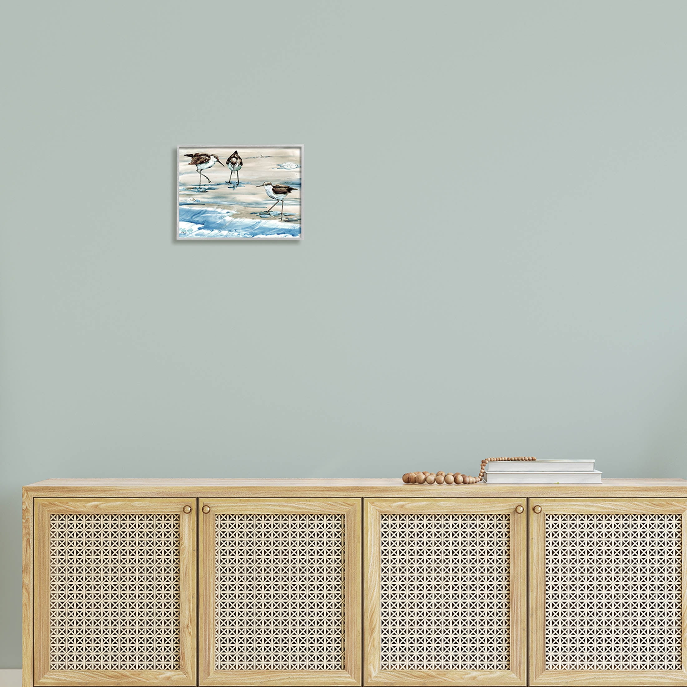 Stupell Industries Rockhampton Sandpipers Ocean Waves Painting Gray Framed Art Print Wall Art, Design by Paul Brent