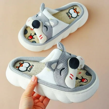 

CoCopeanut Cute Animals EVA Linen Slipper for Women Designer Lovely Corgi Autumn Cartoon Home Shoes Slides Thick Sole Couples Men Sandals