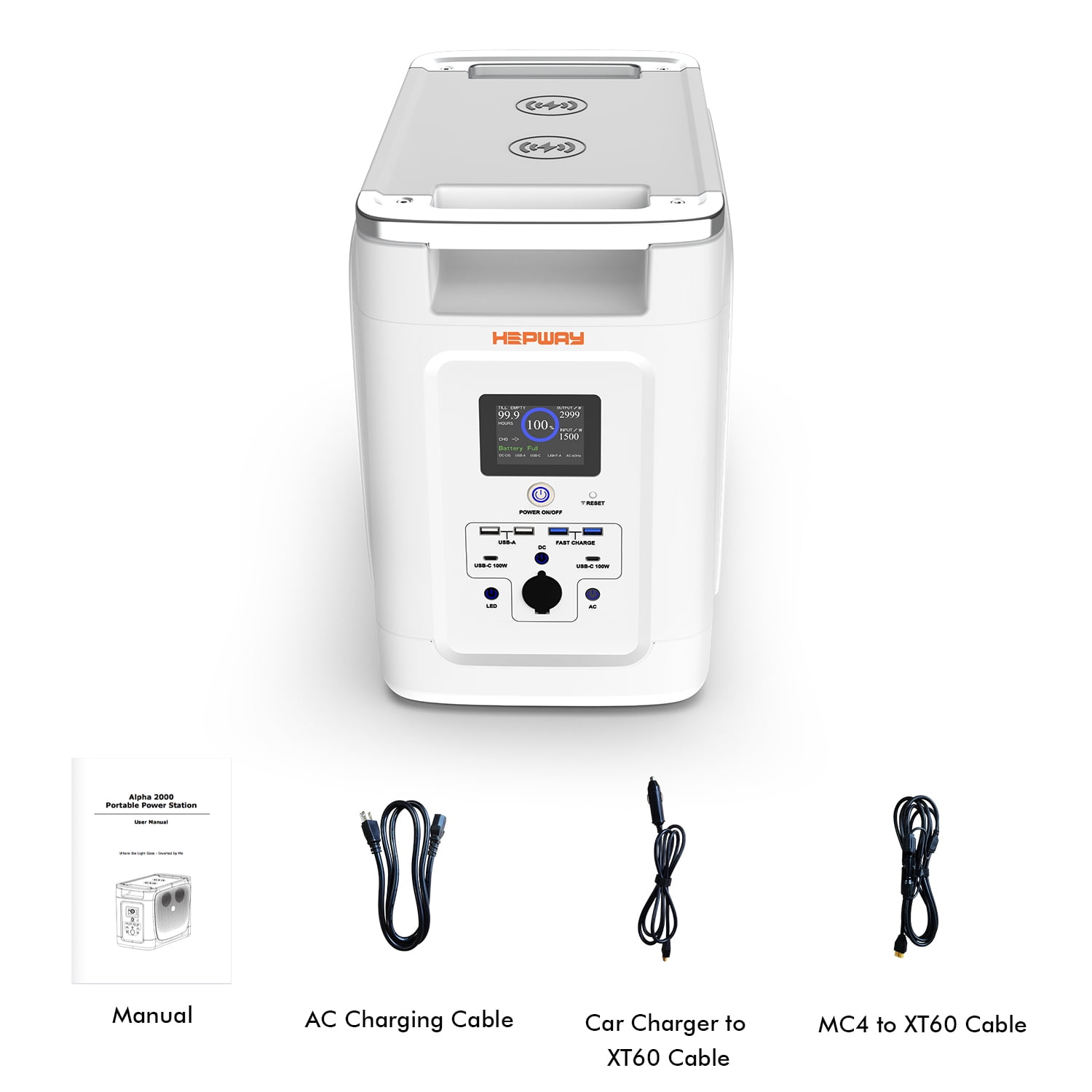 HEPWAY Portable Power Station,2000W 2048Wh LFP Battery 3000+ Cycle to 80%, Expandable Up To 32,768Wh with X-Boost 3600W, Full Charge in 1.3Hr, 2400W Solar Generator for Home UPS Backup RV Camping