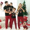 thumbnail image 2 of Pijamas familiares a juego de Navidad, conjunto de Pijamas cortos negros de Dachshund a través de la nieve, 2 of 3