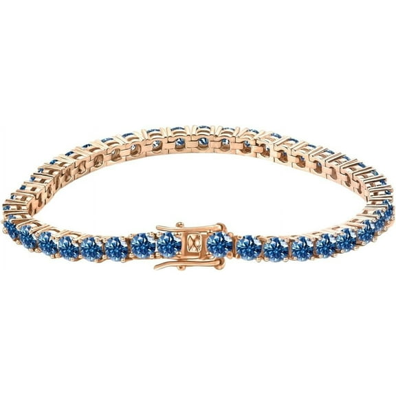 Blue Moissanite Tennis Bracelet Men 0.5 Carat Diamond Tennis Bracelet Wedding Bracelets for Women Lab Diamond Tennis Bracelet Gold 18K Plated Women's Tennis Bracelets Promise