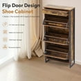 thumbnail image 3 of Narrow Shoe Cabinet with 3 Flip Drawers, Freestanding Shoe Organizer with Drawer, Shoe Storage Cabinet with Metal Handle  for Entryway Living Room, Rustic Brown, 3 of 8