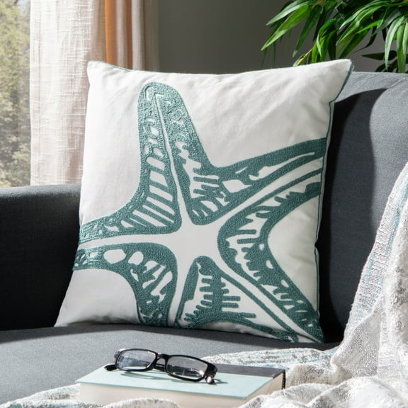 SAFAVIEH Whitney Novelty Pillow, 18" x 18", Blue, Set of 2