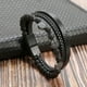 thumbnail image 1 of Pulsera de cuero con cuentas para hombre, brazalete clásico de piel multicapa con cuentas de ojo de tigre, joyería 2023, 1 of 4