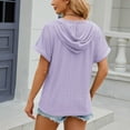 thumbnail image 4 of RQYYD Womens Dressy Casual Tops V Neck Button Hooded Blouses Pleated Puff Sleeve Summer Shirts 2024, 4 of 4