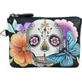 thumbnail image 1 of Anna by Anuschka Women's Hand Painted Genuine Leather Coin Pouch - Top zip entry, 1 of 3