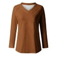 thumbnail image 4 of SDNall Hauts à Manches Longues pour Femmes Mode Décontractée Col en V Uni Blouse, 4 of 9