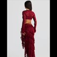 thumbnail image 4 of Conjunto de 2 Piezas de Camiseta Sin Mangas con Encaje de Cuerda para Mujer, Faldas Escalonadas Ajustadas, Vestido de Cóctel para Fiesta. Vino Tinto M, 4 of 7