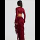 thumbnail image 4 of Conjunto de 2 Piezas de Camiseta Sin Mangas con Encaje de Cuerda para Mujer, Faldas Escalonadas Ajustadas, Vestido de Cóctel para Fiesta. Vino Tinto M, 4 of 7