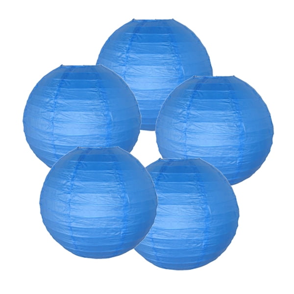 Just Artifacts 6" Blue Paper Lanterns (Set of 5) Decorative Round