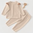 thumbnail image 5 of Faraee Baby Boy Girl Two Piece Outfit Ruffle Shoulder Long Sleeve Top and Pants Set Cotton Solid Color Loungewear Sleepwear for Infant Toddler 6 12 18 24 Months, 5 of 6