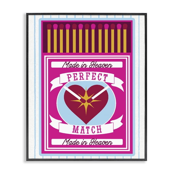 Stupell Industries Traditional Perfect Match Made In Heaven Black Framed Giclee Art, 11 x 14, by Lil' Rue