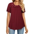 thumbnail image 5 of LETDIOSTO Women's Plus Size Tops Short Sleeve Shirts Lace Pleated Tunic Causal Tee Blouses M-4XL, 5 of 8