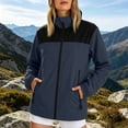 thumbnail image 3 of Lmueinov Women Windbreaker Jacket with Zip Pockets Full Zip Up Vintage Color Block Rain Jacket Windproof Lightweight Hiking Jacket Outdoor Casual Coat M-4XL, 3 of 5