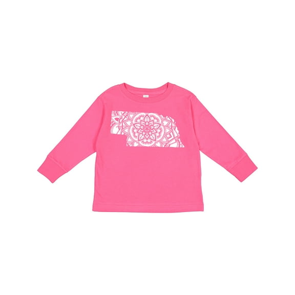 Inktastic Nebraska Silhouette Mandala Boys or Girls Long Sleeve Toddler T-Shirt