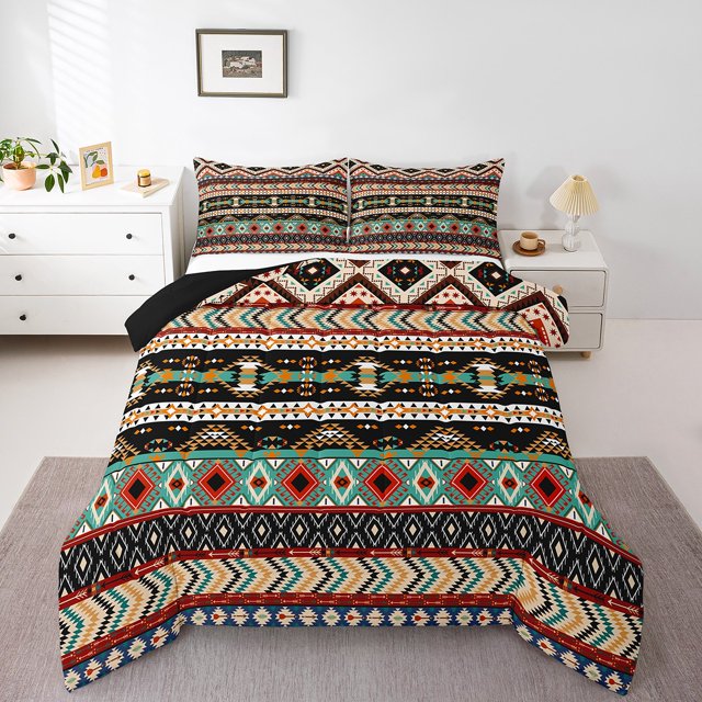 Erosebridal Ensemble de Literie Bohème Aztèque pour Lit Simple, Couette Tribale Hippie, Décor Géométrique, Réversible, Léger, 2 Pcs