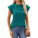 thumbnail image 2 of Mujeres 2024 Verano Tops Dressy Casual Camisas Cuello Redondo Manga Casquillo Tops Básico Sólido Camiseta, 2 of 5