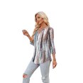 thumbnail image 4 of Ronuti 3/4 Length Sleeve Womens Tops V Neck Tunic Shirts Loose Curved Hem Blouses Dressy Casual M-3XL, 4 of 9