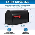 thumbnail image 4 of Plexon Jumbo Size Rural Mailbox, 3175 cu-in Capacity, Galvanized Steel, Powder-Coated, 15 in. H x 11.69 in. W x 24.82 in. L (Black, Extra Large), 4 of 6
