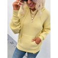 thumbnail image 4 of Pull à Capuche pour Femmes, Décontracté, Boutonné, Col en V, Manches Longues, Tricoté, Henley, 4 of 7