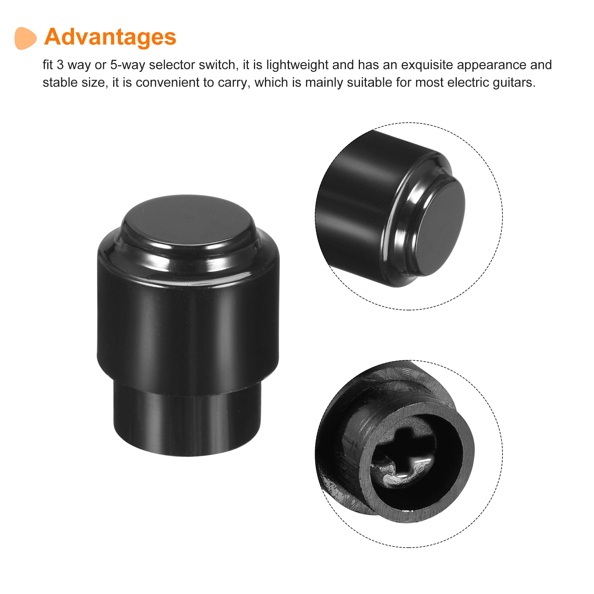 Unique Bargains Guitar Selector Switch Tip Cap Round 3 Way Cross Knob Cover Black