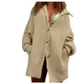 thumbnail image 1 of Yuyuzo Fall Cardigans for Women Lapel V Neck Button down Cable Knit Long Sleeve Sweater Jackets Outwear Coat, 1 of 7