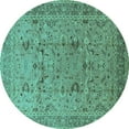 thumbnail image 1 of Ahgly Company Indoor Round Oriental Turquoise Blue Traditional Area Rugs, 8' Round, 1 of 4
