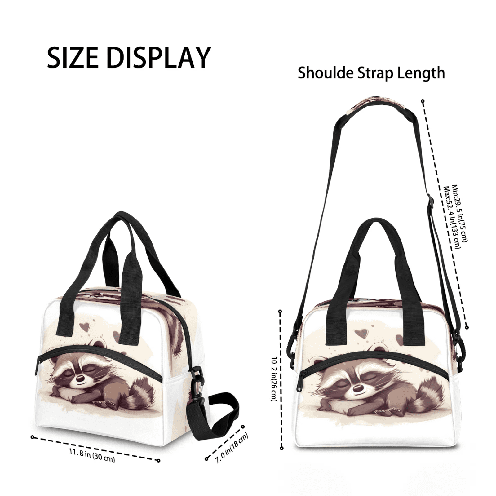 Herdesigns Raccoon Lunch Bag for Women Men Adult, Cute Large Insulated Reusable Lunch Box Leakproof Portable Cooler Tote Bags for Work Picnic Beach