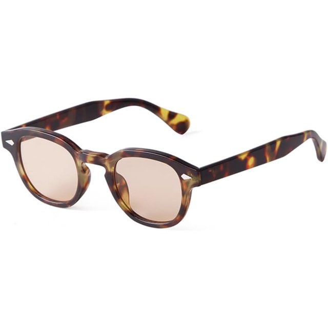 HCHES Transparent Blue Round Sunglasses Women Men Retro Rivet Small Sun Glasses UV400