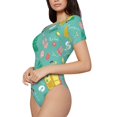thumbnail image 2 of Daiia Happy Summer print Women's Crew Neck Short Sleeve Bodysuit Fashion Tops Fit Casual Basic Extender Bodysuit-Medium, 2 of 9