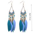 thumbnail image 2 of Feather Earrings for Women Long Vintage Boho Earrings Feather Earrings Black Feather Tassel Earrings Western Bohemian Jewelry for Women, 2 of 6