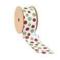 thumbnail image 3 of LaRibbons 2 1/2" Wired Ribbon, Red/Green Polka Dots w Glitter, 10 Yard Roll, 3 of 5